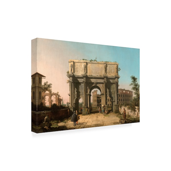 Canaletto 'The Arch Of Constantine And Colosseum' Canvas Art,30x47